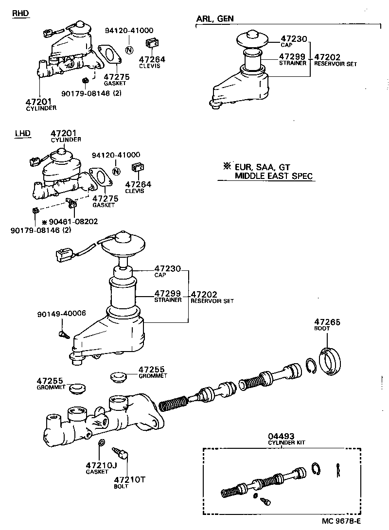 04493-12130 CYLINDER KIT, BRAKE MASTER product image
