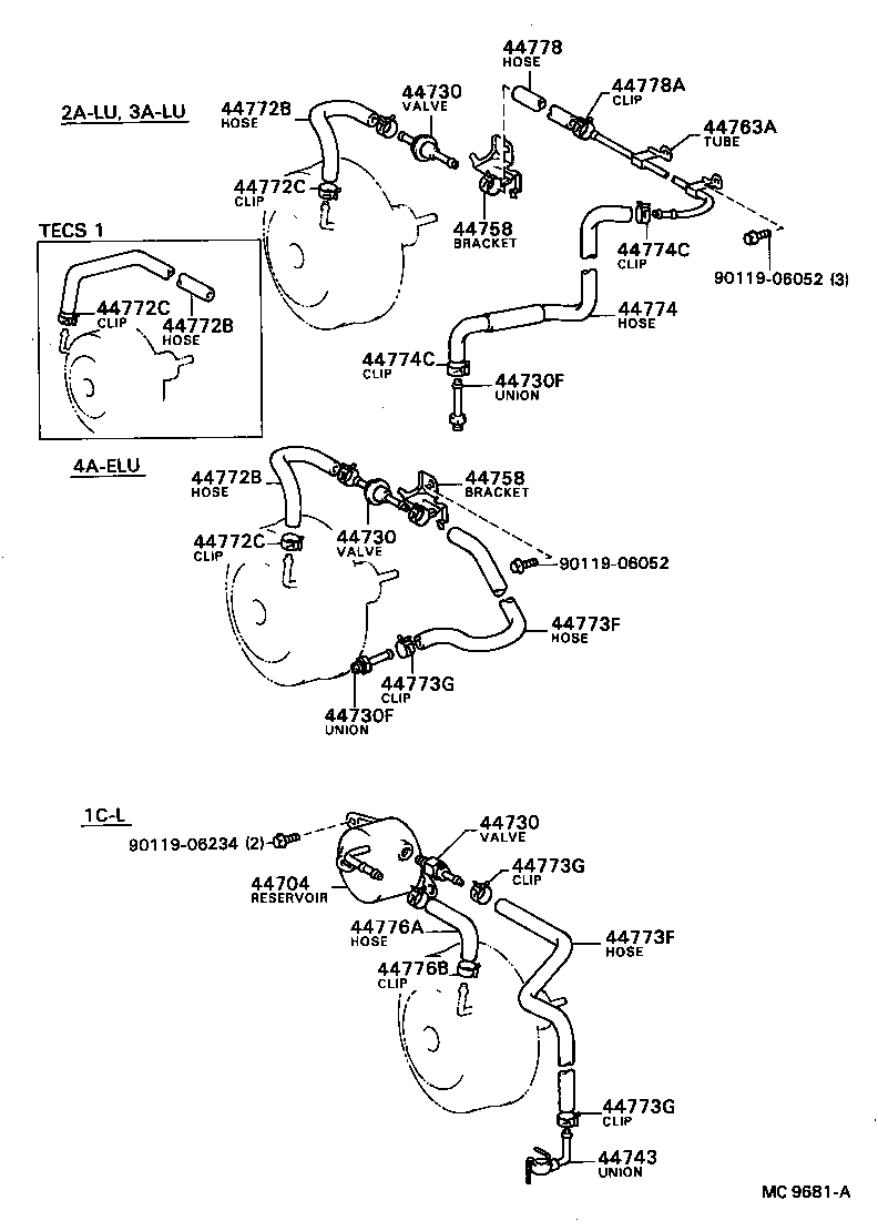 44772-12280 HOSE, CHECK VALVE TO BRAKE BOOSTER product image