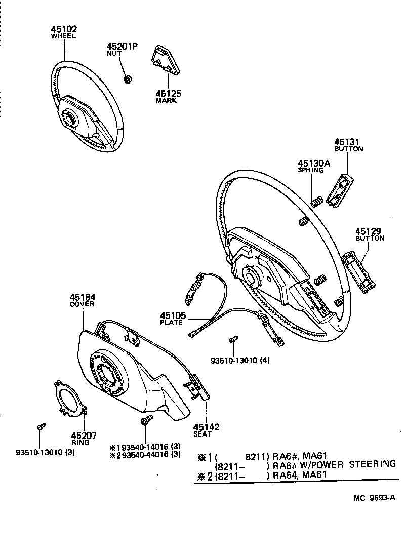 45125-14400 MARK, STEERING WHEEL PAD product image