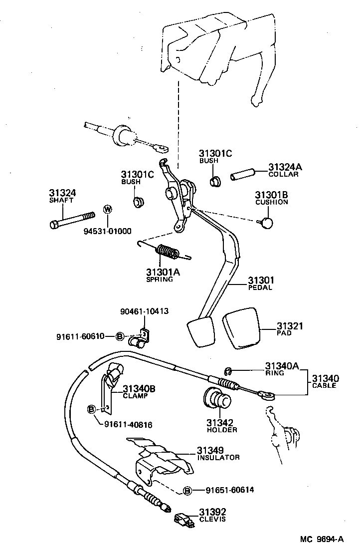 31301-12230 PEDAL SUB-ASSY, CLUTCH product image