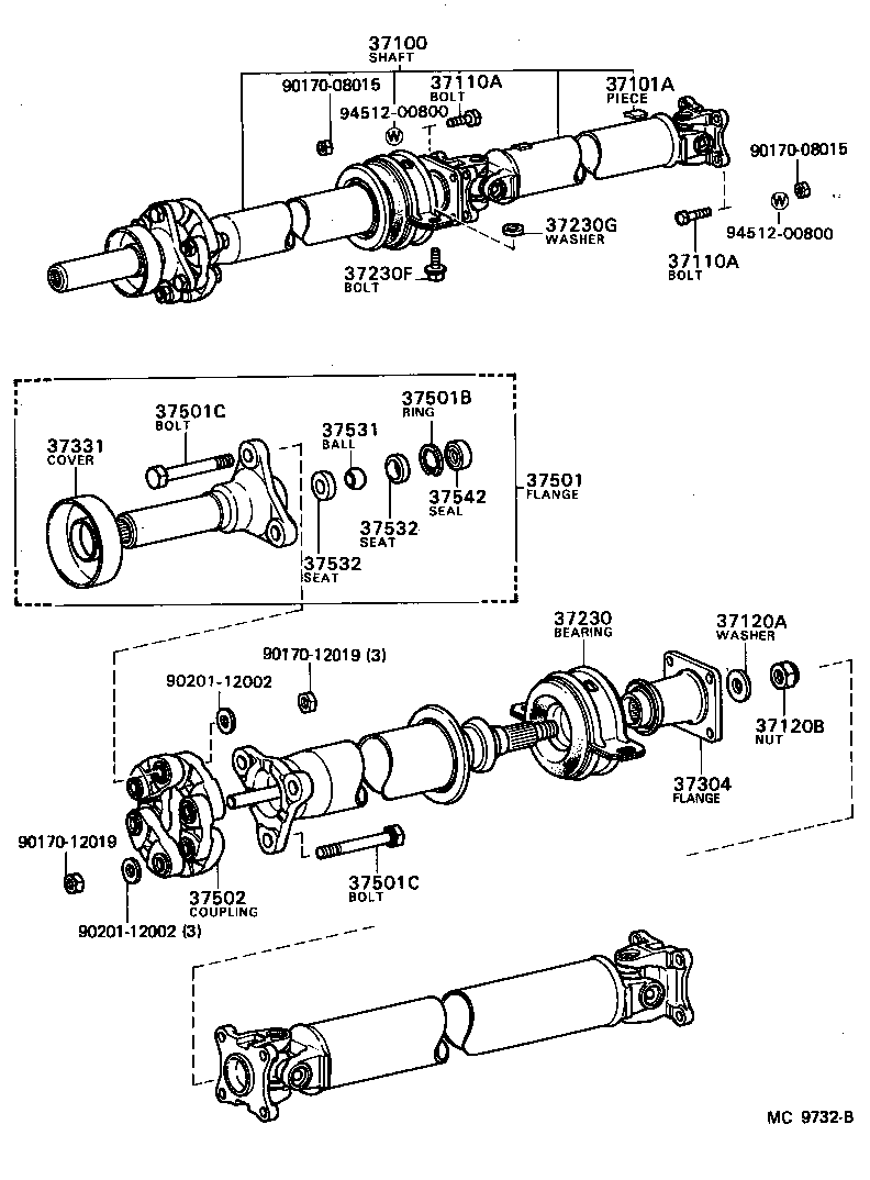 90119-10049 BOLT, NO.1 (FOR CENTER SUPPORT BEARING) product image
