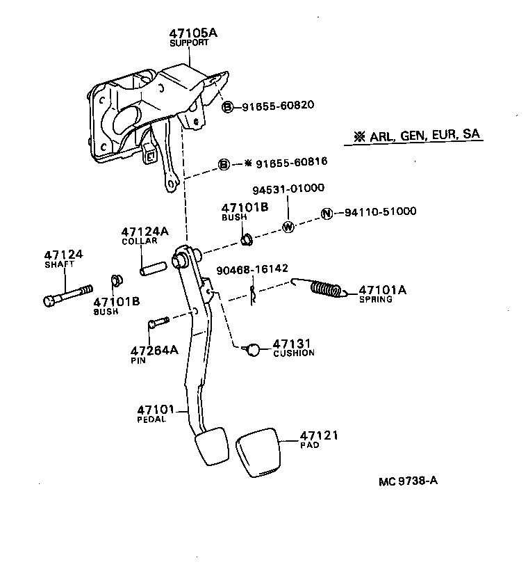 47101-12350 PEDAL SUB-ASSY, BRAKE product image
