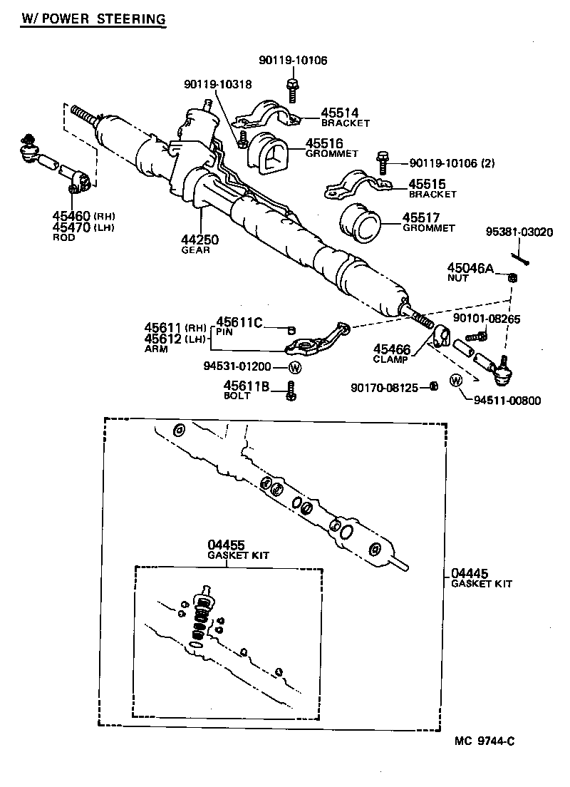 04455-20010 GASKET KIT, POWER STEERING CONTROL VALVE OVERHOLE product image