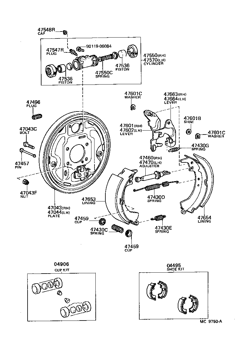Toyota 47550-19135 CYLINDER ASSY, REAR WHEEL BRAKE(FOR RH, FRONT OR UPPER)