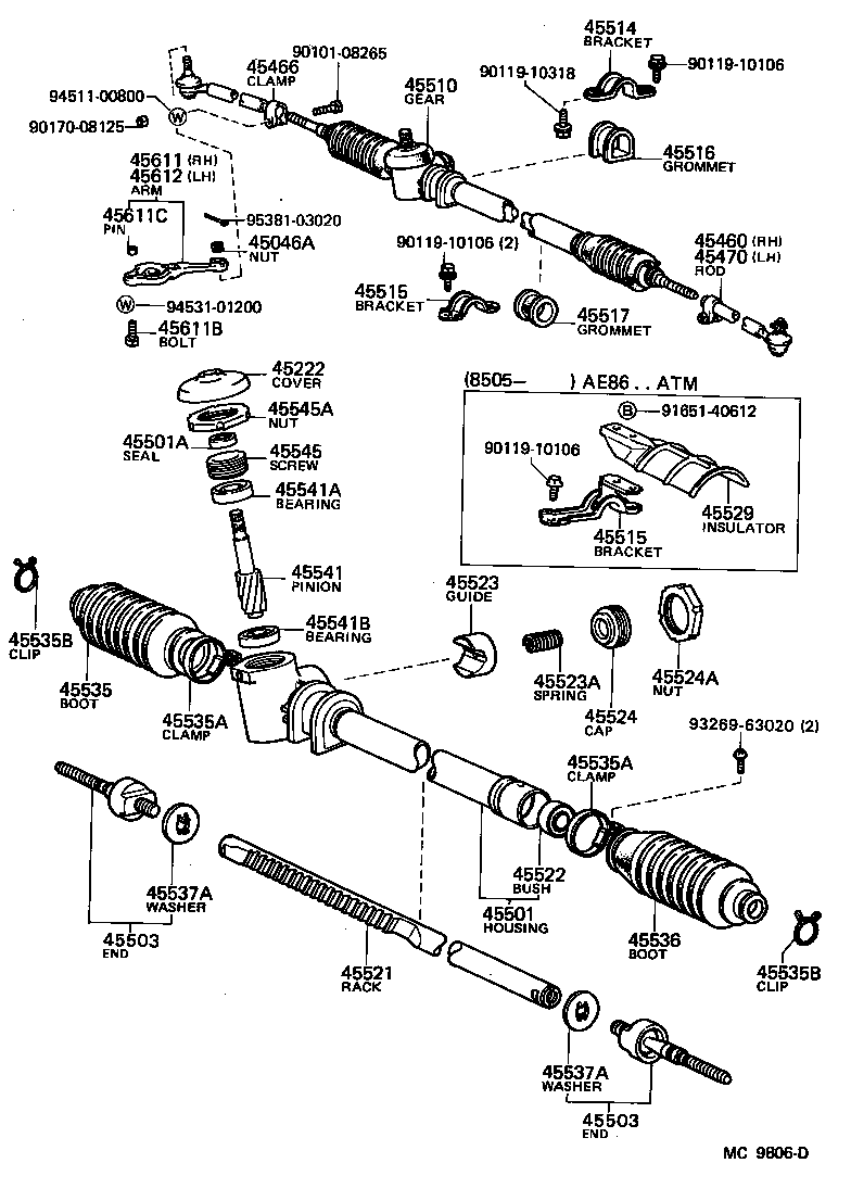 44203-12120 HOUSING, POWER STEERING RACK product image