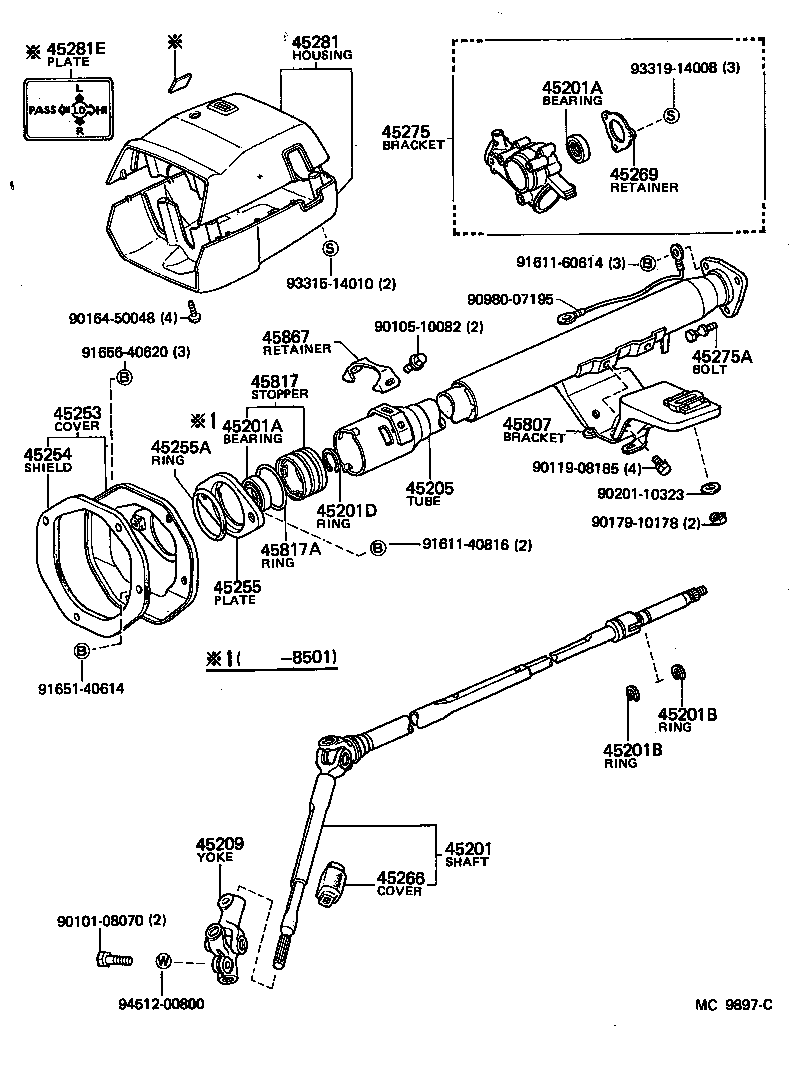 45201-14130 SHAFT SUB-ASSY, STEERING MAIN product image