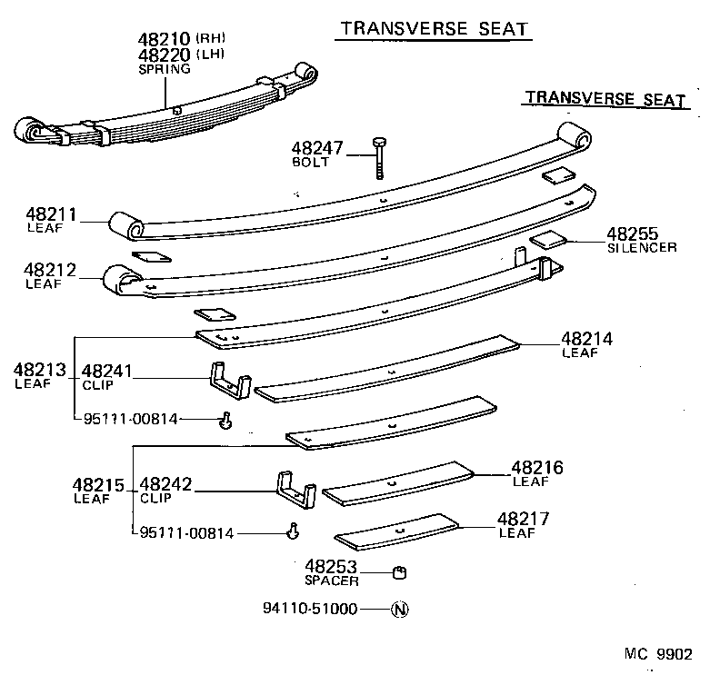48247-60250 BOLT, REAR SPRING, CENTER product image
