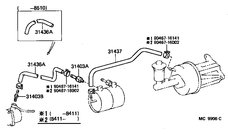 31432-60030 HOSE, NO.1(FOR CLUTCH BOOSTER VACUUM) product image