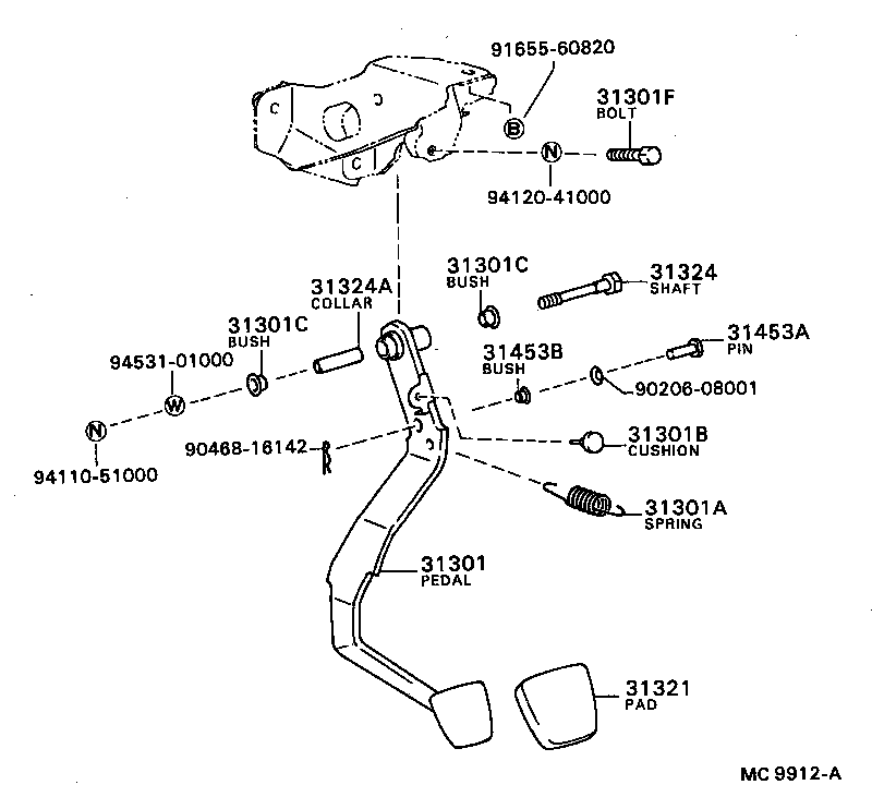 31301-12290 PEDAL SUB-ASSY, CLUTCH product image