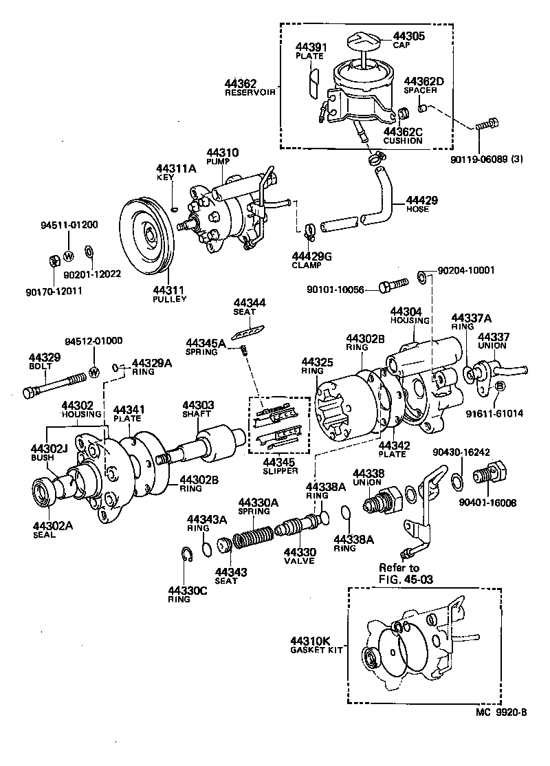 04446-22030 GASKET KIT, POWER STEERING PUMP product image