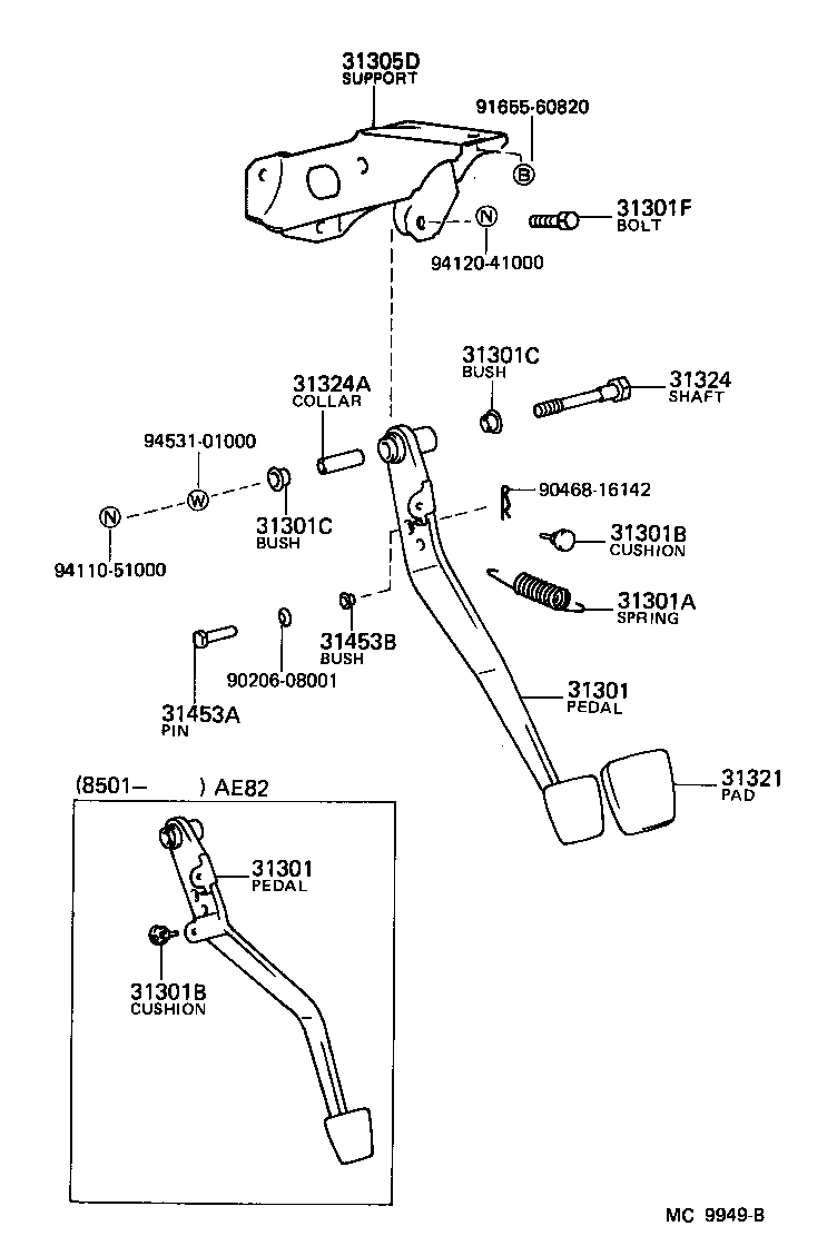 Toyota 31484-12100 BRACKET, CLUTCH TUBE, NO.1
