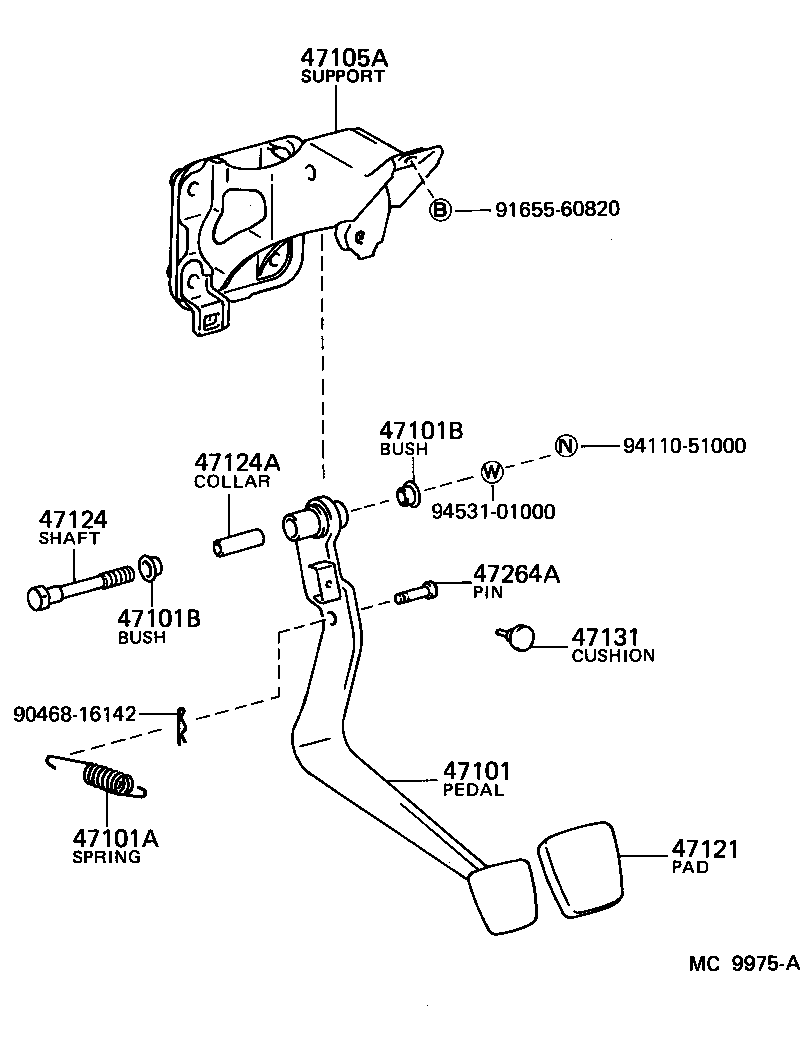 Toyota 47101-12370 PEDAL SUB-ASSY, BRAKE