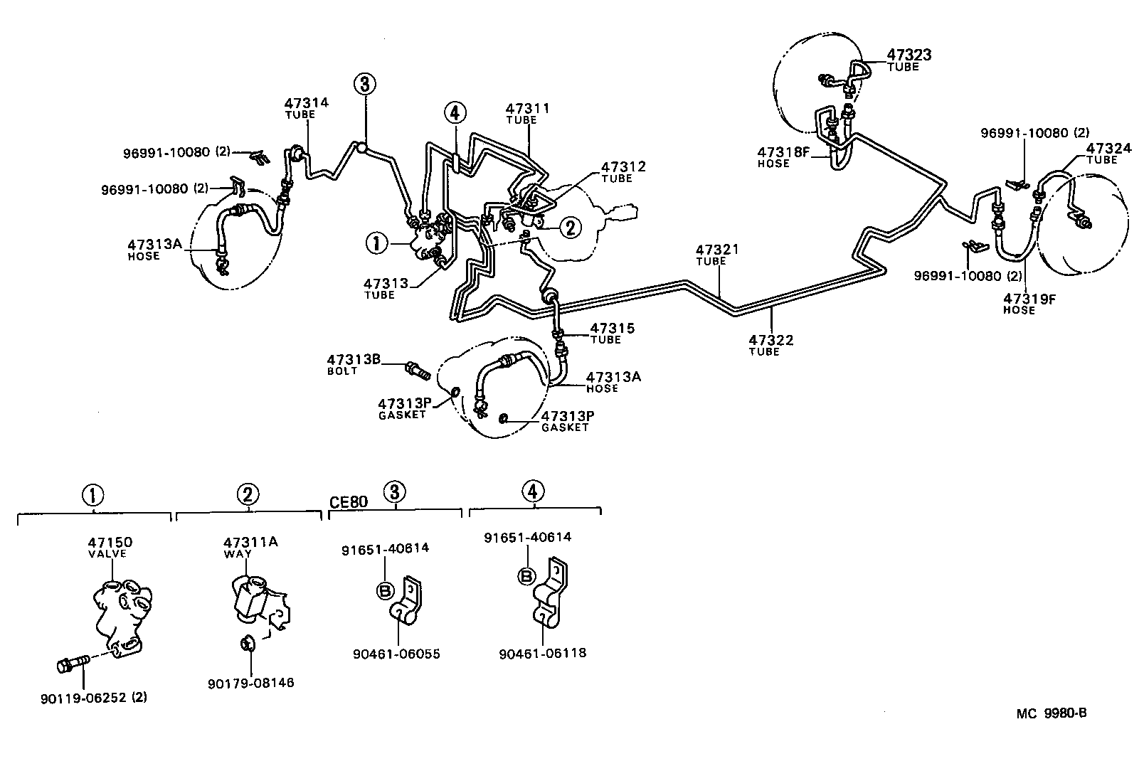 Toyota 47314-12200 TUBE, FRONT BRAKE, NO.4
