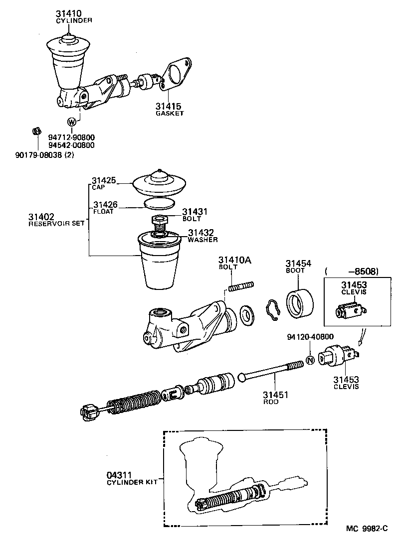 Toyota 31415-30030 GASKET, CLUTCH MASTER CYLINDER