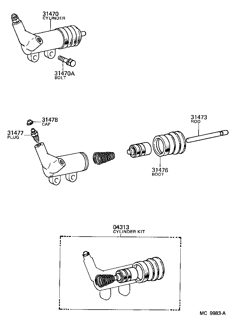 Toyota 31470-12050 CYLINDER ASSY, CLUTCH RELEASE