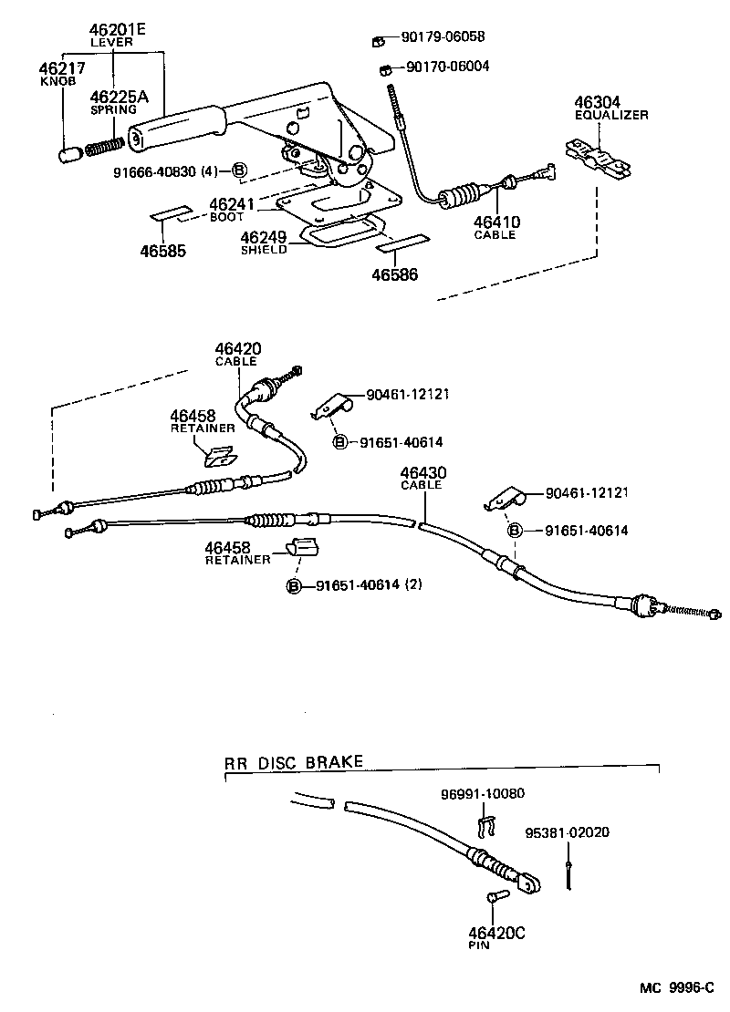 Toyota 46420-12280 CABLE ASSY, PARKING BRAKE, NO.2