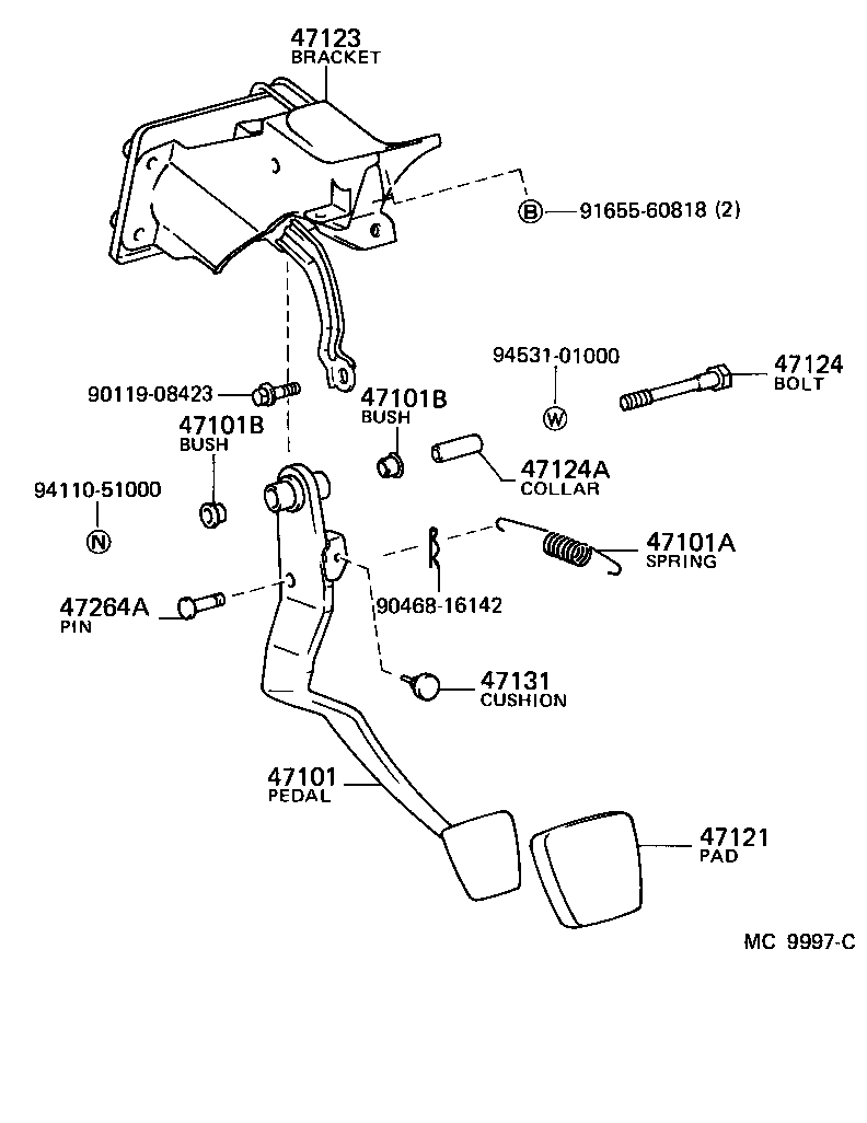 Toyota 47101-12320 PEDAL SUB-ASSY, BRAKE