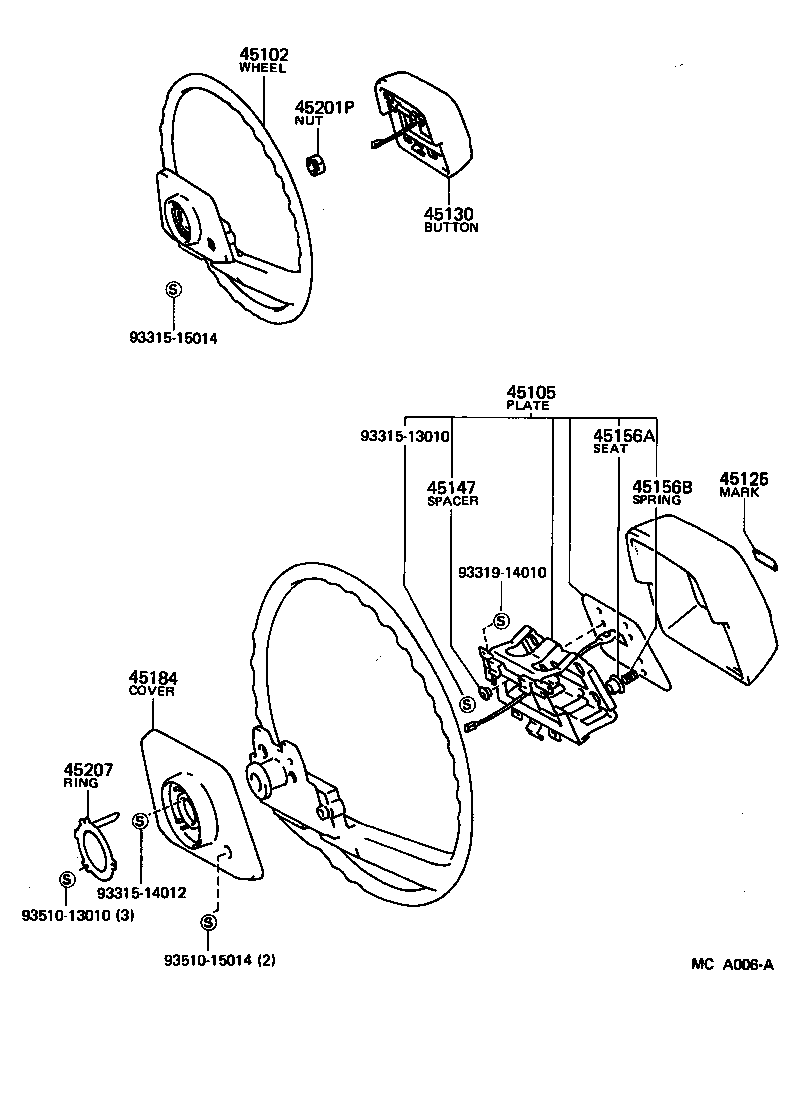45125-14400 MARK, STEERING WHEEL PAD product image