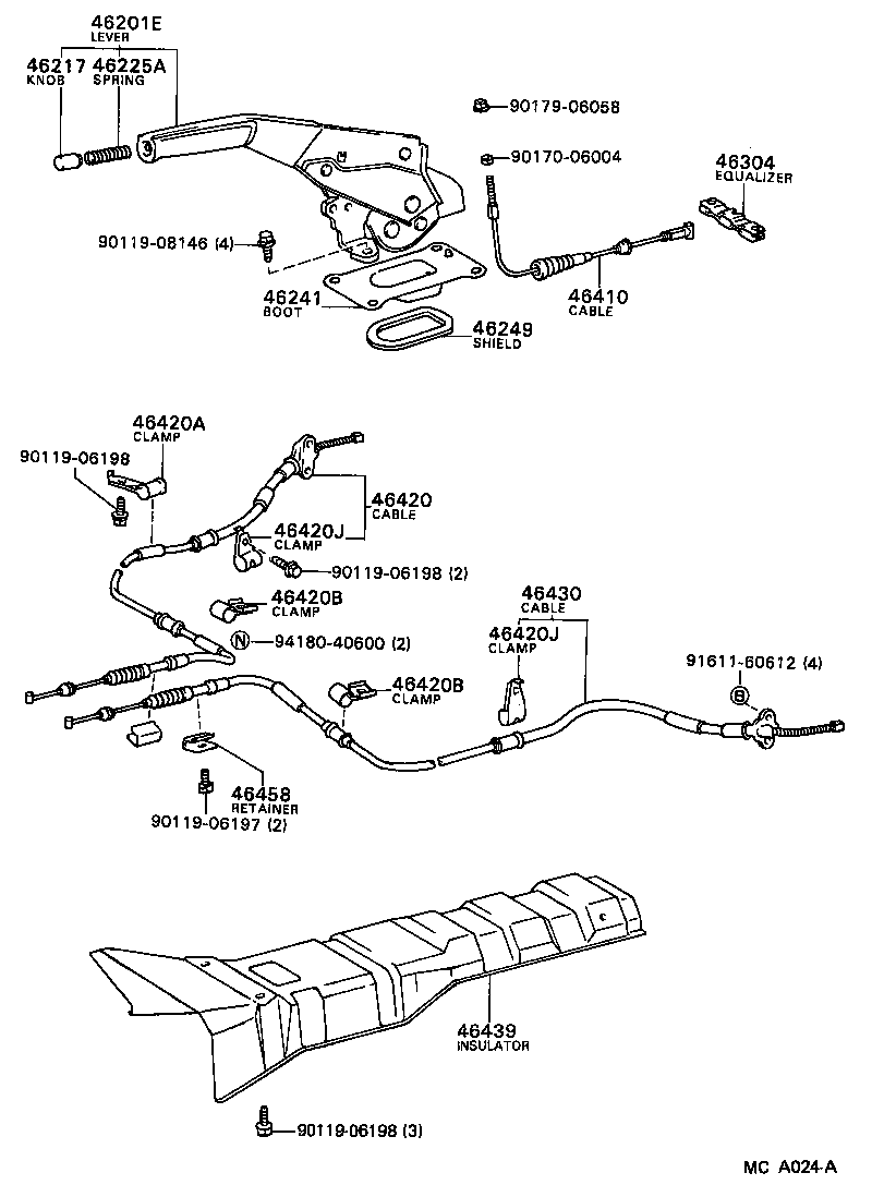 Toyota 46420-39015 CABLE ASSY, PARKING BRAKE, NO.2