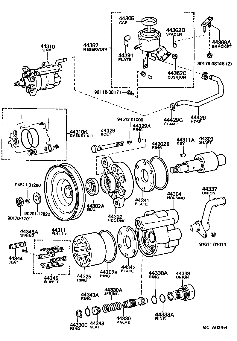 04446-25010 GASKET KIT, POWER STEERING PUMP product image