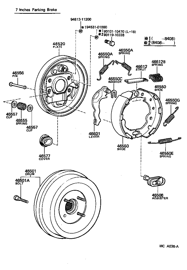46420-25080 CABLE ASSY, PARKING BRAKE, NO.2 product image