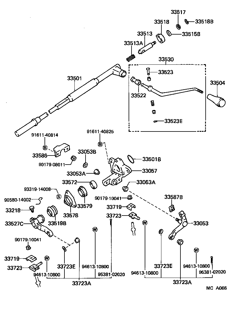 33513-30100 SHAFT, CONTROL SHAFT BRACKET, UPPER product image