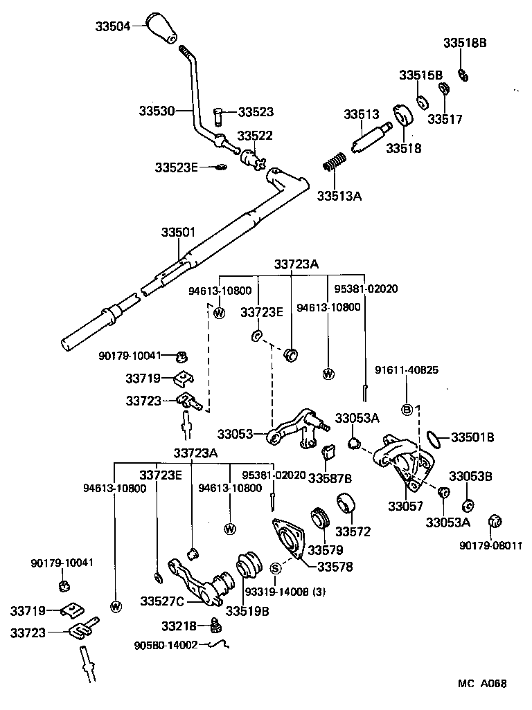 33513-30100 SHAFT, CONTROL SHAFT BRACKET, UPPER product image