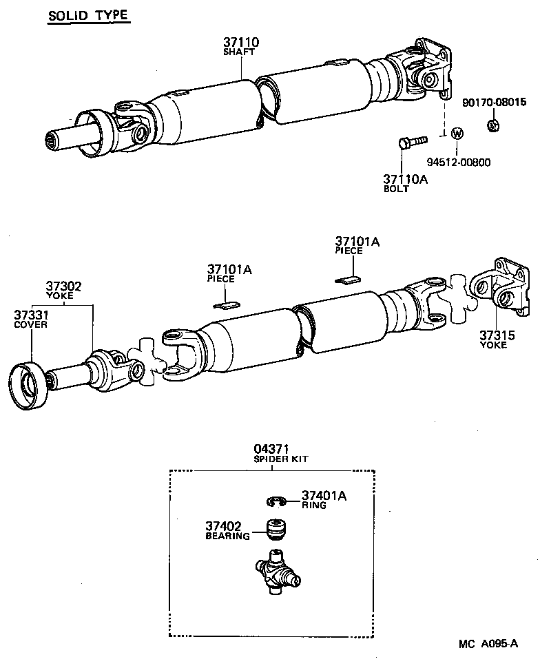 37100-30110 SHAFT ASSY, PROPELLER W/CENTER BEARING product image