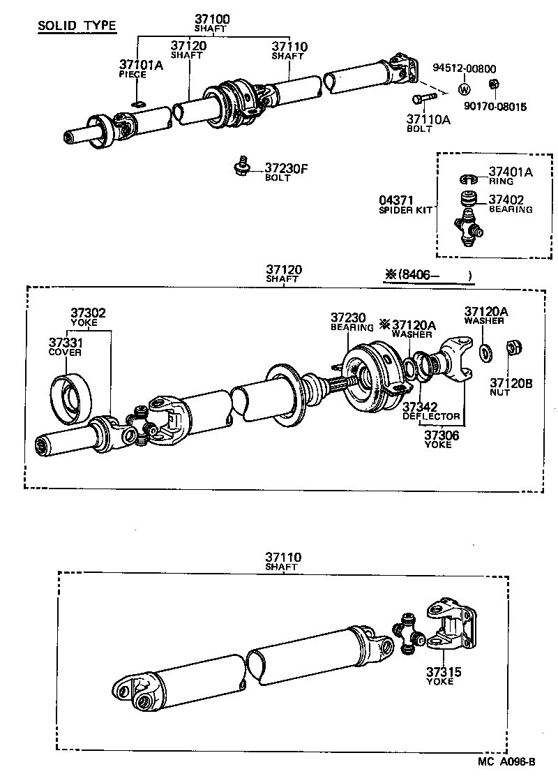 37100-30110 SHAFT ASSY, PROPELLER W/CENTER BEARING product image