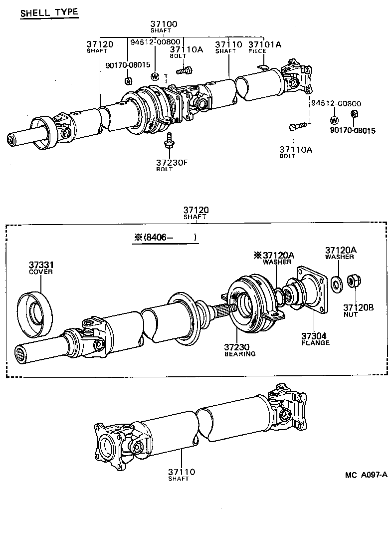 37100-30110 SHAFT ASSY, PROPELLER W/CENTER BEARING product image