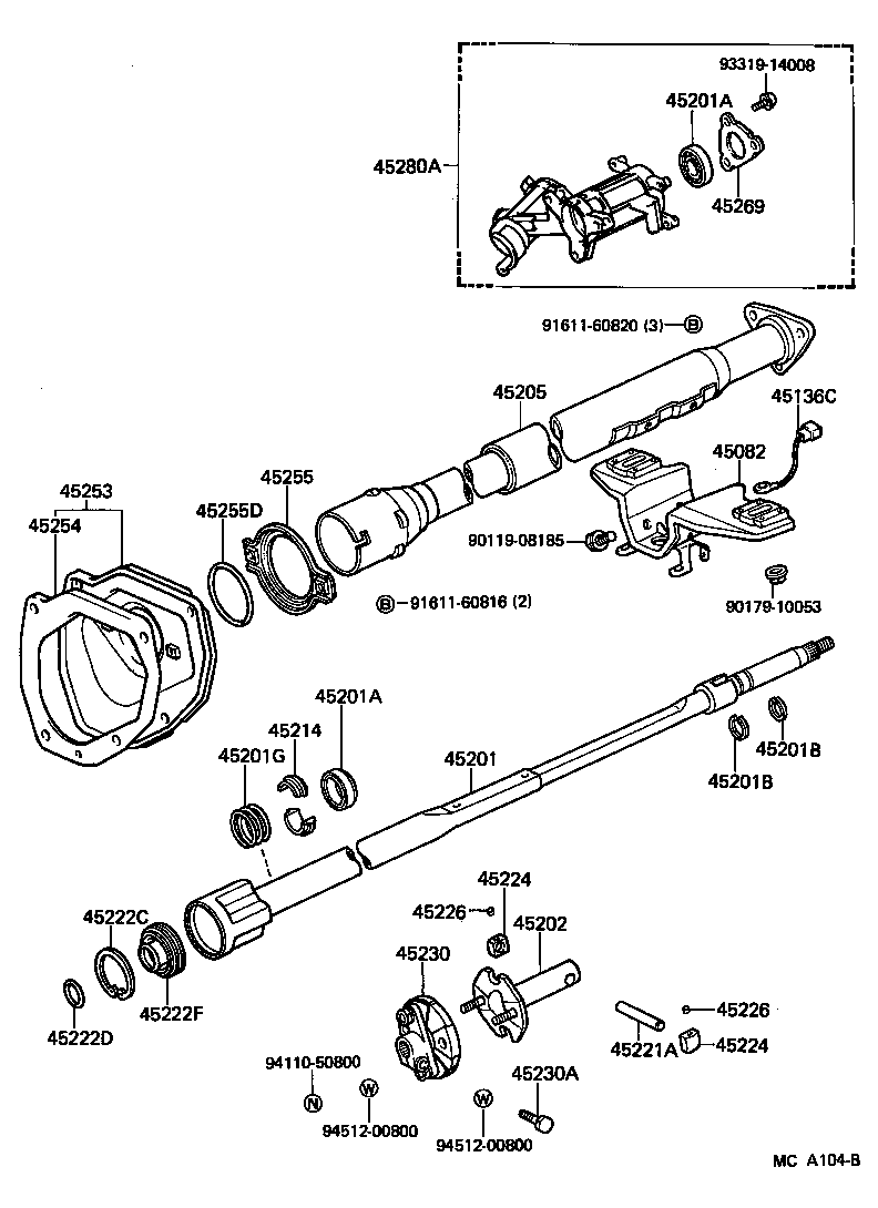 45870-30160 TUBE SUB-ASSY, STEERING COLUMN product image