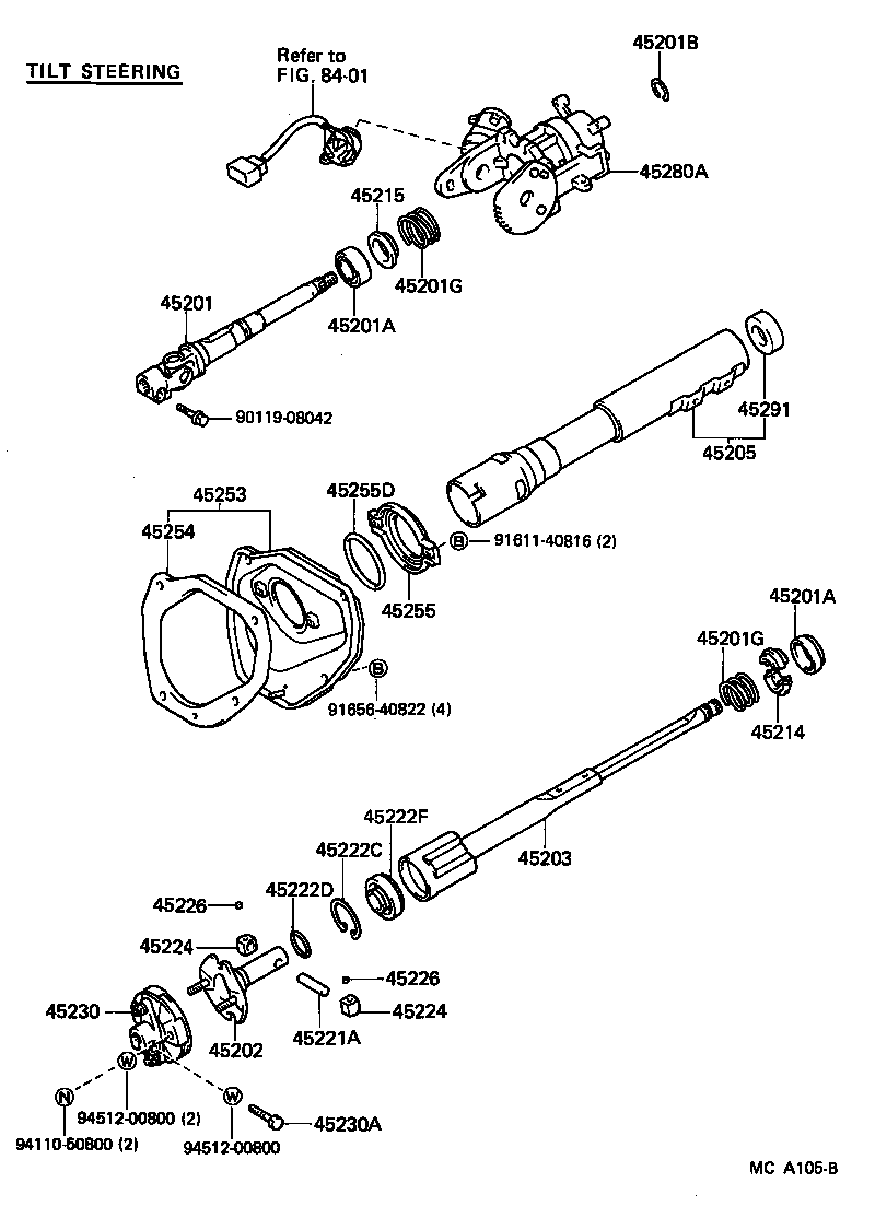 45870-30160 TUBE SUB-ASSY, STEERING COLUMN product image