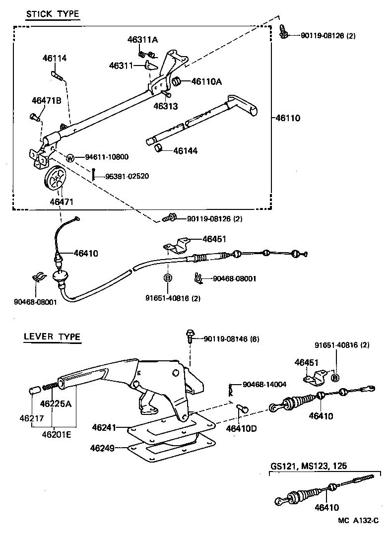 46420-31070 CABLE ASSY, PARKING BRAKE, NO.2 product image