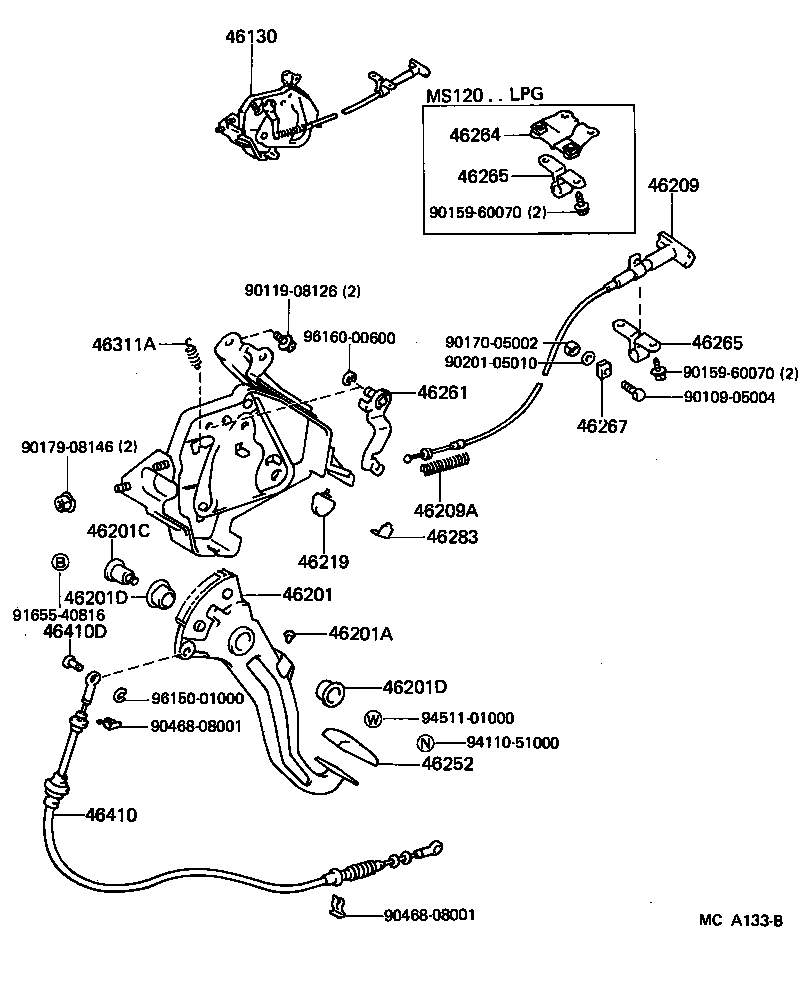 46420-31070 CABLE ASSY, PARKING BRAKE, NO.2 product image