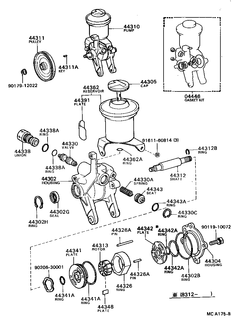 44305-30020 CAP SUB-ASSY, VANE PUMP OIL RESERVOIR product image
