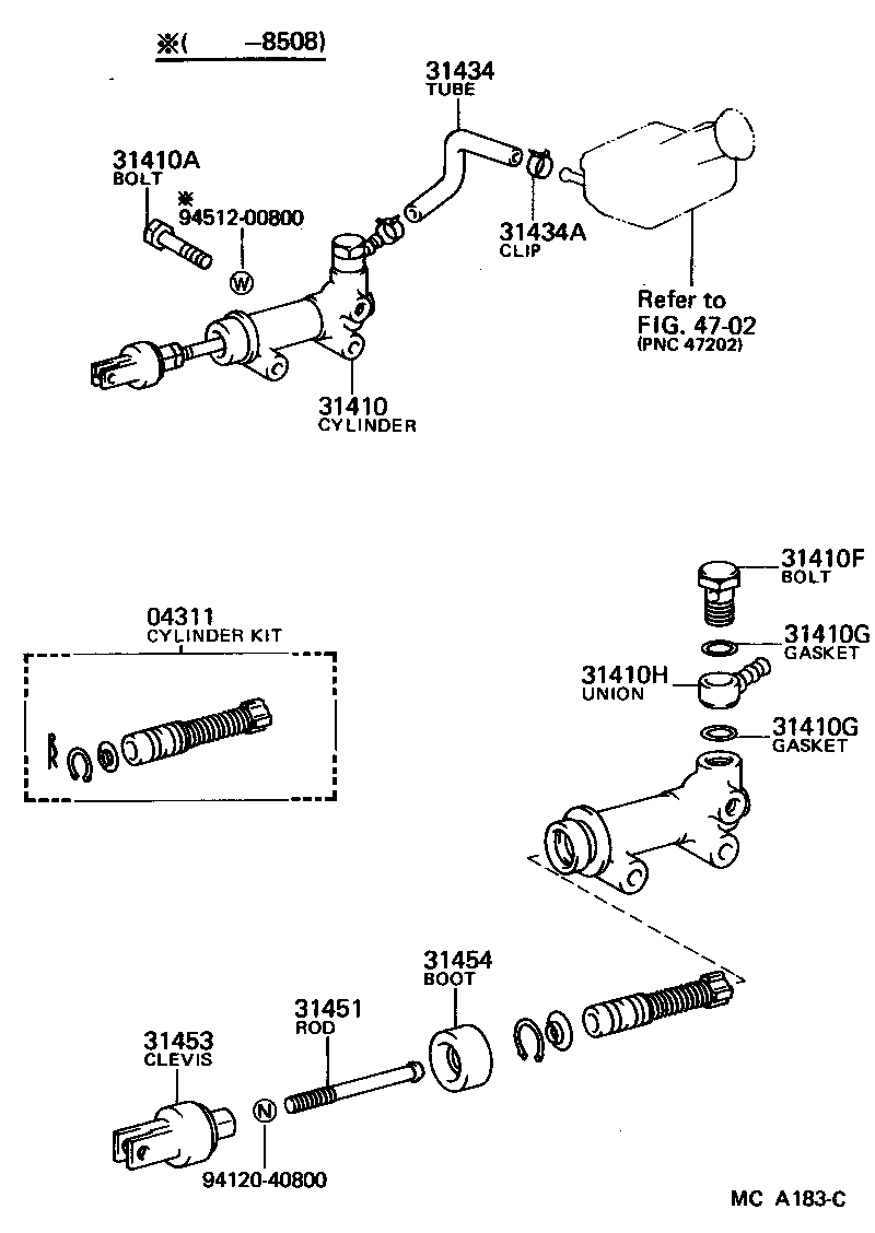 Toyota 31434-28030 TUBE, CLUTCH RESERVOIR
