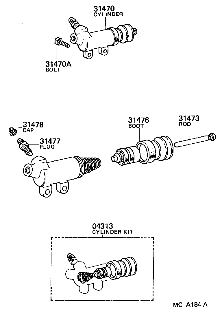 Toyota 31470-30230 CYLINDER ASSY, CLUTCH RELEASE