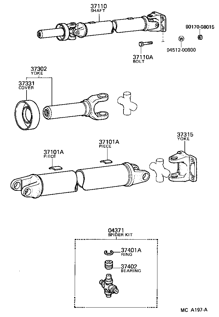 Toyota 37140-28010 SHAFT ASSY, PROPELLER, FRONT
