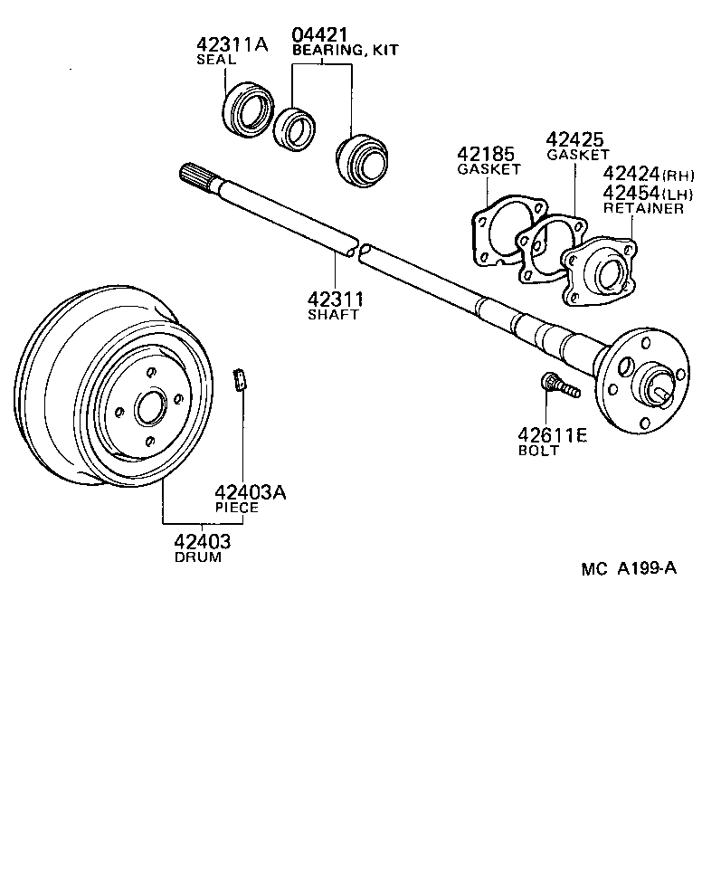 Toyota 42311-28020 SHAFT, REAR AXLE