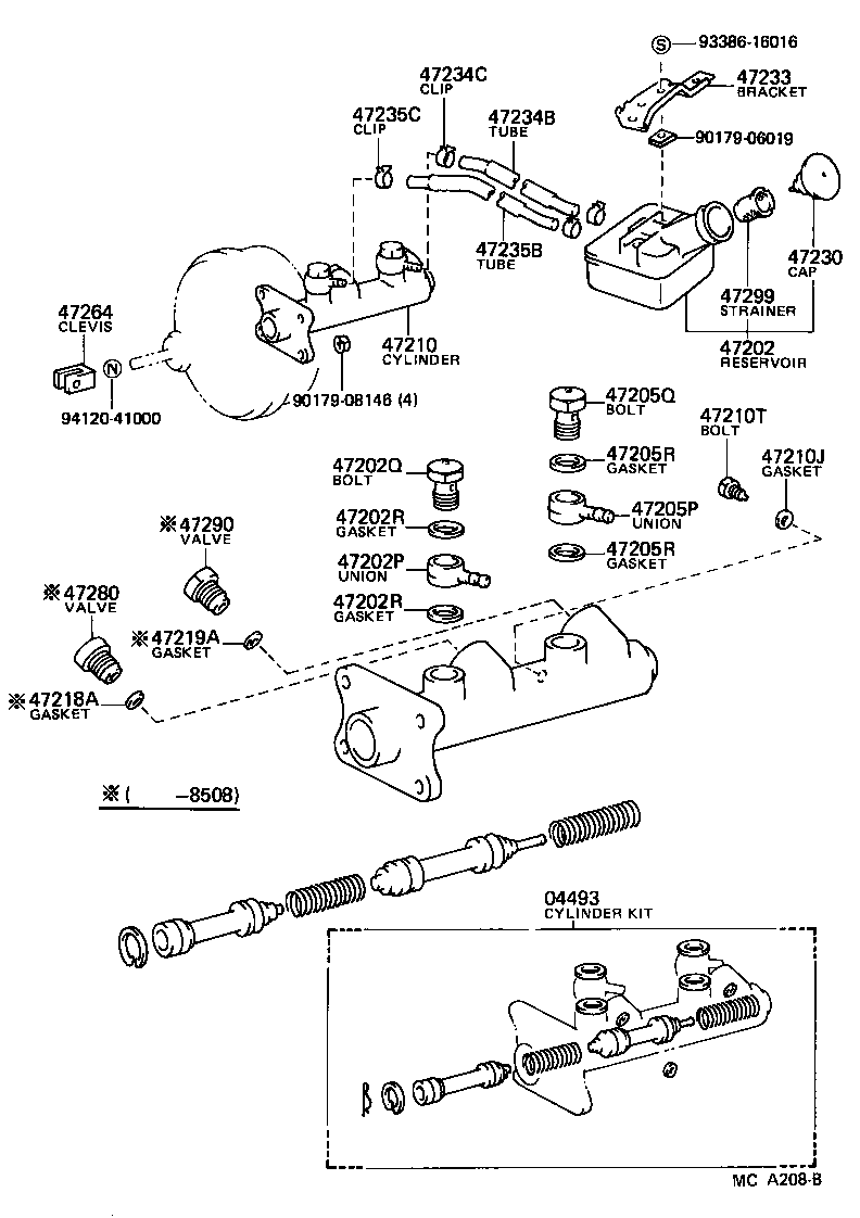 Toyota 47230-28010 CAP ASSY, BRAKE MASTER CYLINDER RESERVOIR FILLER
