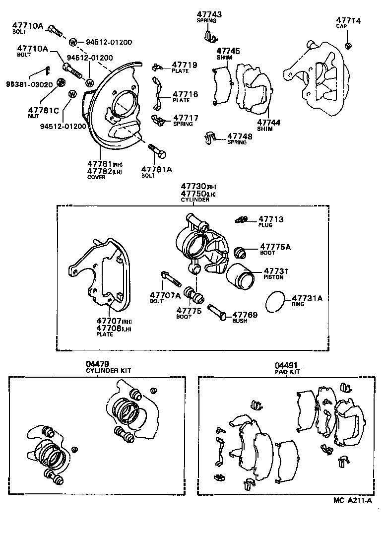 Toyota 04947-28040 FITTING KIT, DISC BRAKE, FRONT