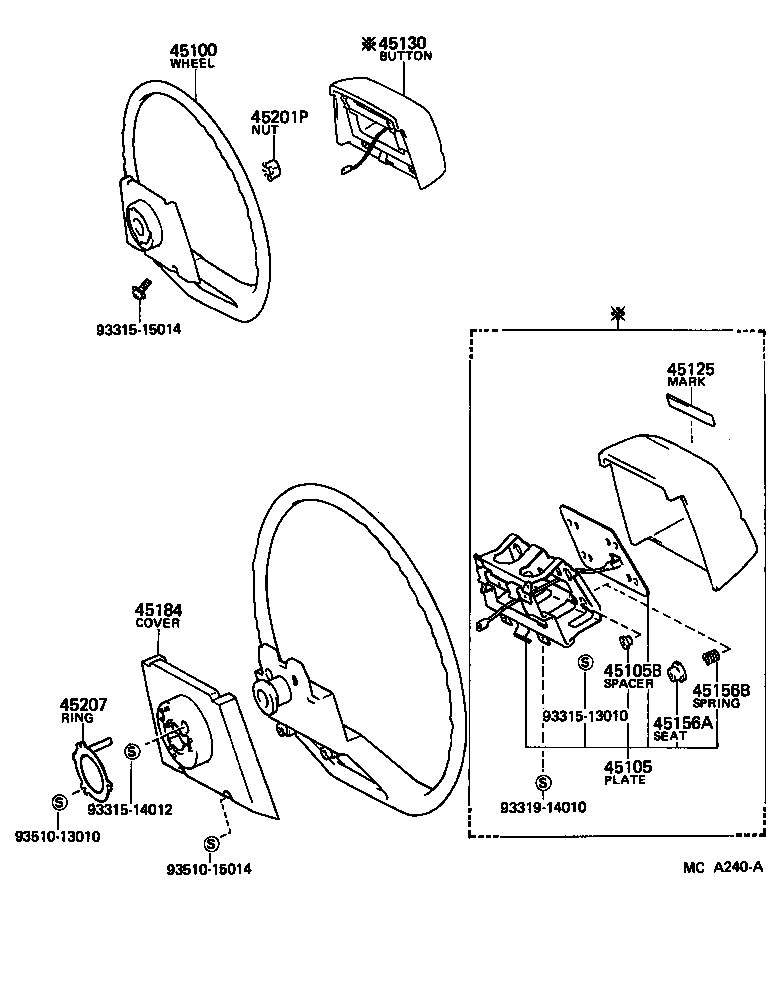 45125-28130 MARK, STEERING WHEEL PAD product image