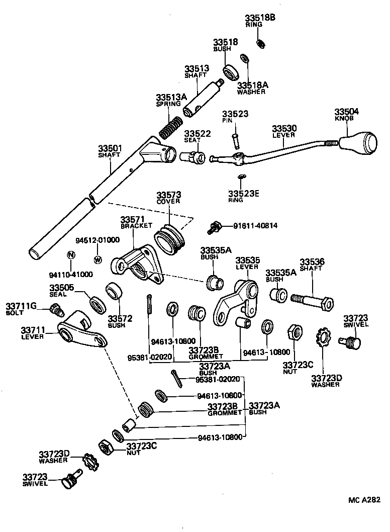 33078-35080 SHAFT SUB-ASSY, CROSS, NO.2(FOR COLUMN SHIFT) product image