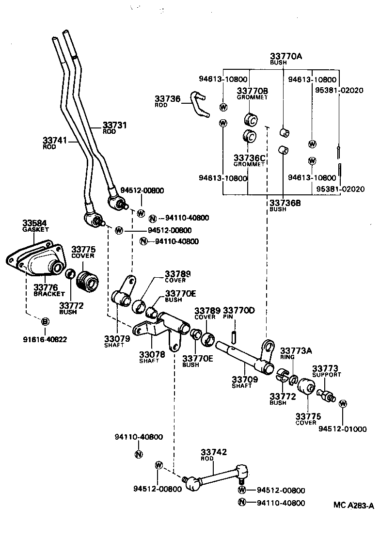 33078-35080 SHAFT SUB-ASSY, CROSS, NO.2(FOR COLUMN SHIFT) product image