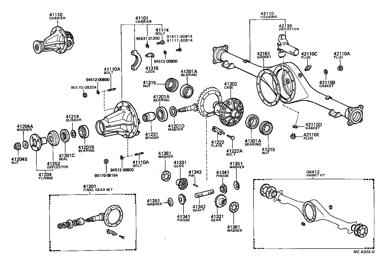 Toyota 41231-40010 SPACER, REAR DIFFERENTIAL DRIVE PINION BEARING