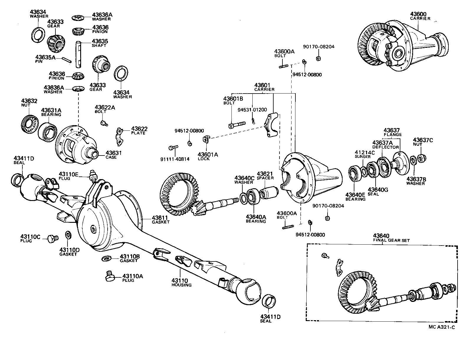 Toyota 41201-39725 FINAL GEAR SET, FRONT AXLE DIFFERENTIAL