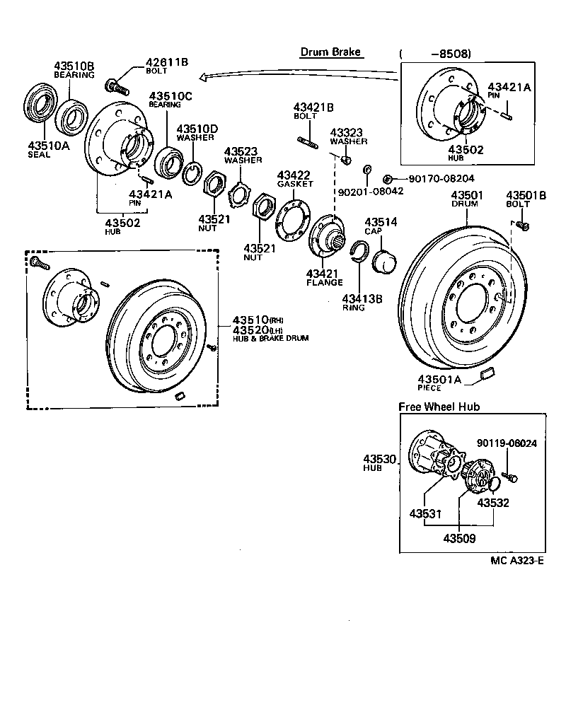 43502-60030 HUB SUB-ASSY, FRONT AXLE product image
