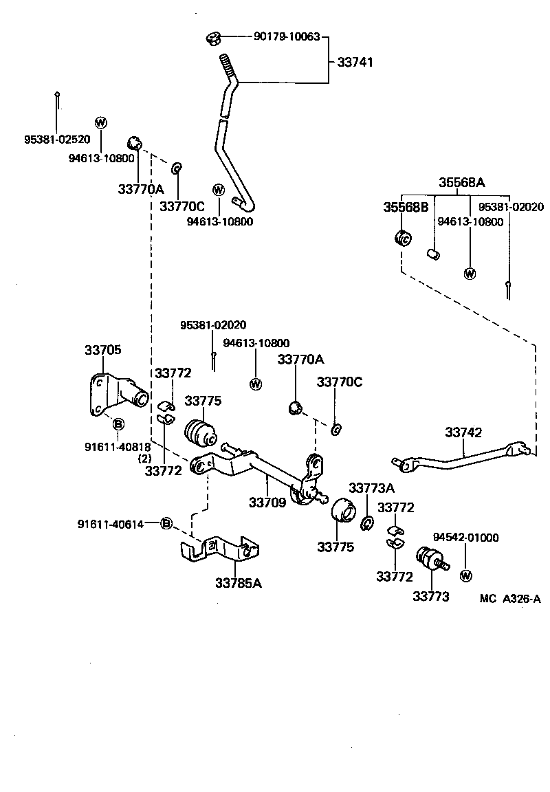 33513-30100 SHAFT, CONTROL SHAFT BRACKET, UPPER product image
