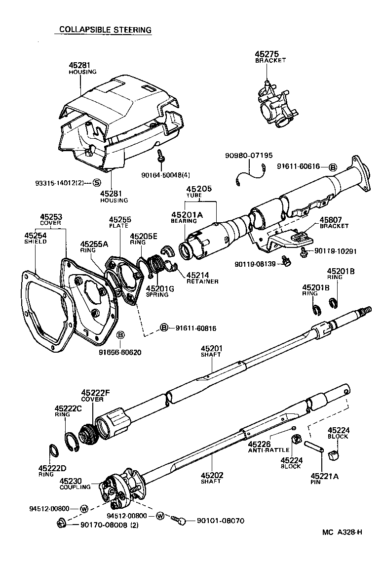 Toyota 45210-35101 SHAFT SUB-ASSY, STEERING MAIN