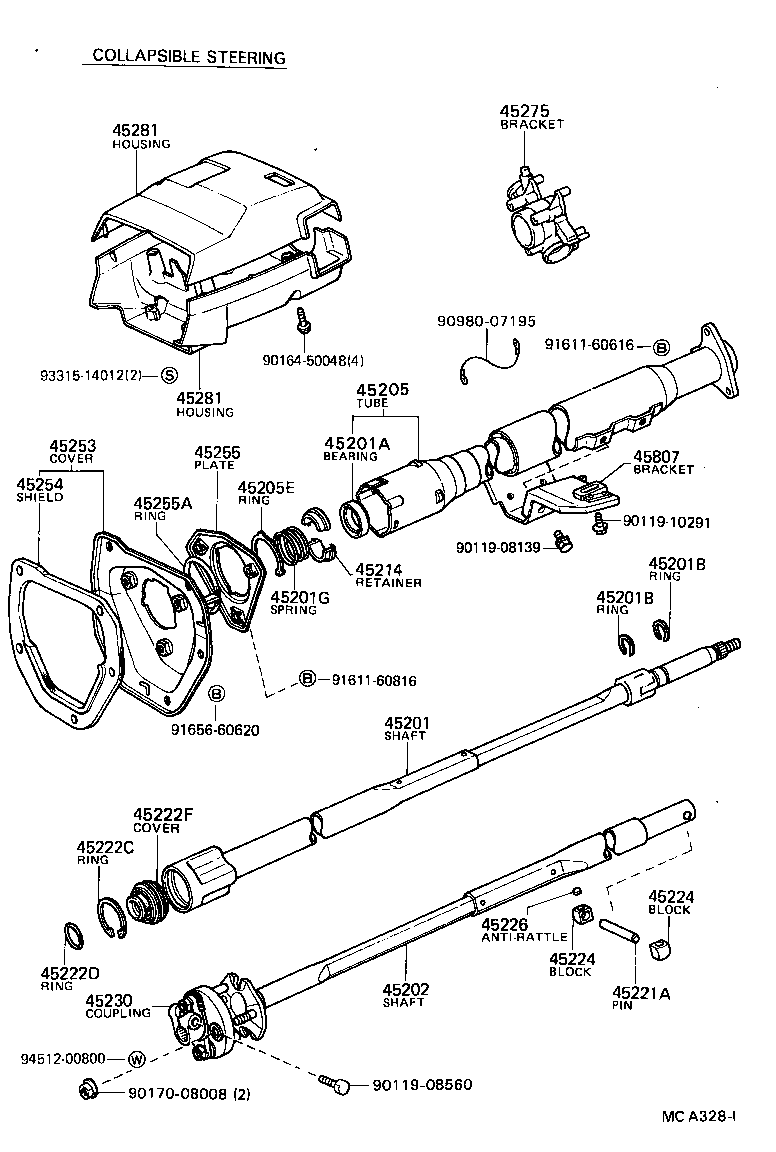45201-35200 SHAFT SUB-ASSY, STEERING INTERMEDIATE product image